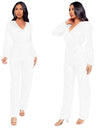 Deep V Long Sleeve Belt Sequins Jumpsuit