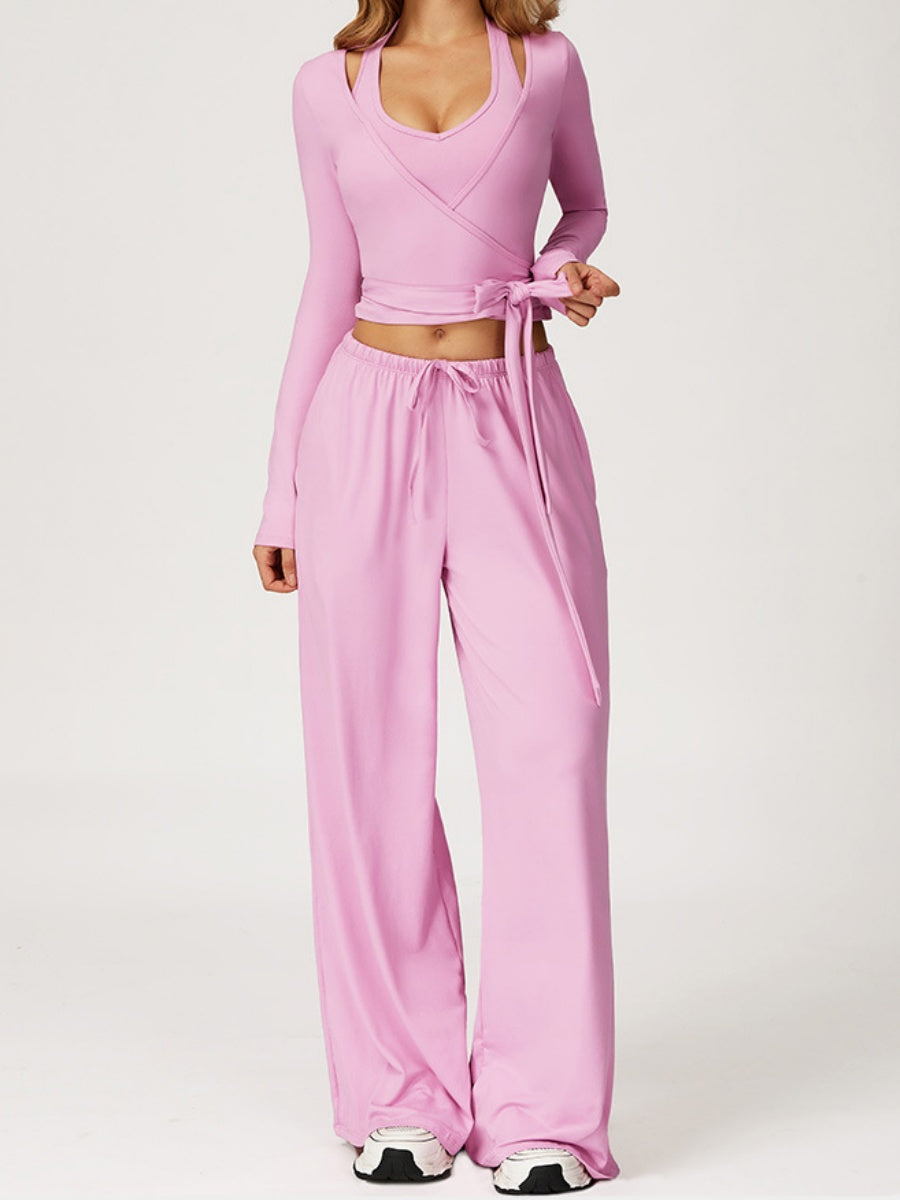 Sanded Yoga Quick-drying Sports Three-piece Gym Outfit