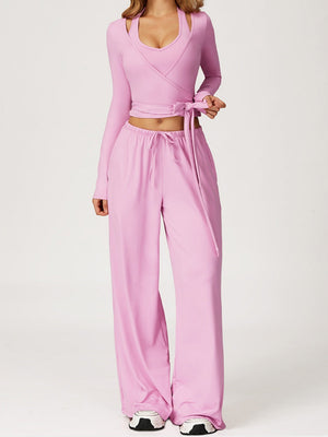 Sanded Yoga Quick-drying Sports Three-piece Gym Outfit