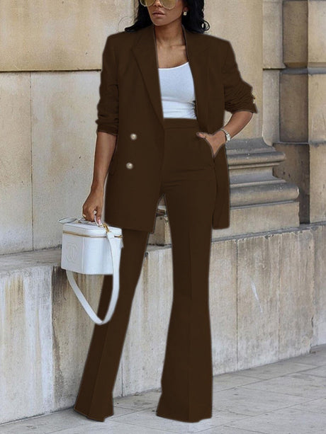 Casual Suit Wide-leg Trousers Suit 2-piece Sets
