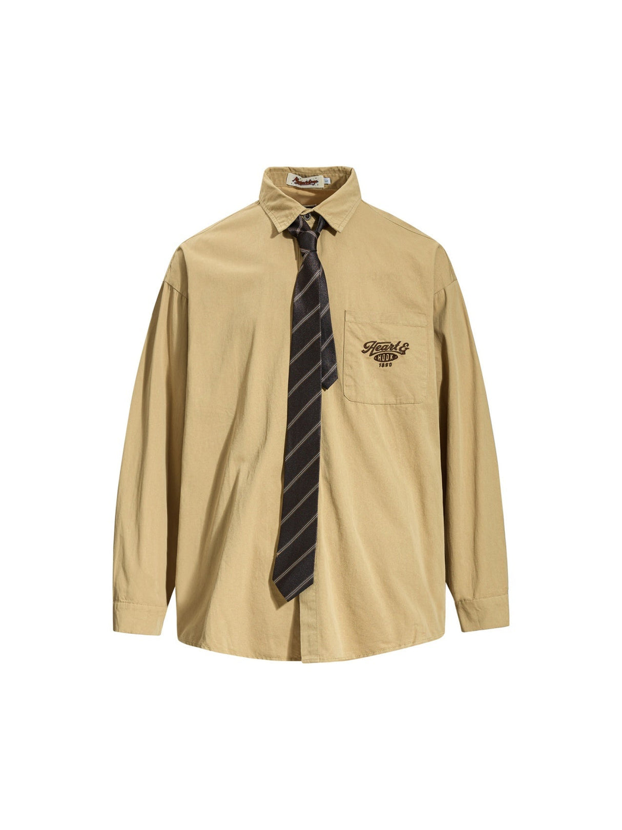Liber Autumn Neutral wear Tie Plaid Shirts