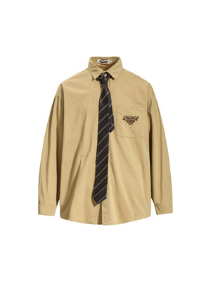 Liber Autumn Neutral wear Tie Plaid Shirts
