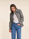 Liber Autumn women's plaid button belt patchwork jacket