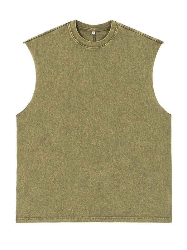 Liber Summer Men's Raw cuffs Solid Color Tank tops