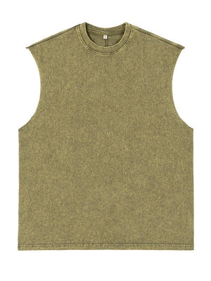 Liber Summer Men's Raw cuffs Solid Color Tank tops