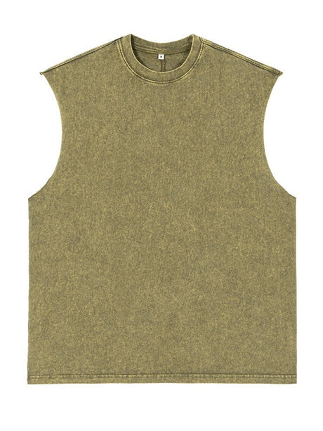 Liber Summer Men's Raw cuffs Solid Color Tank tops