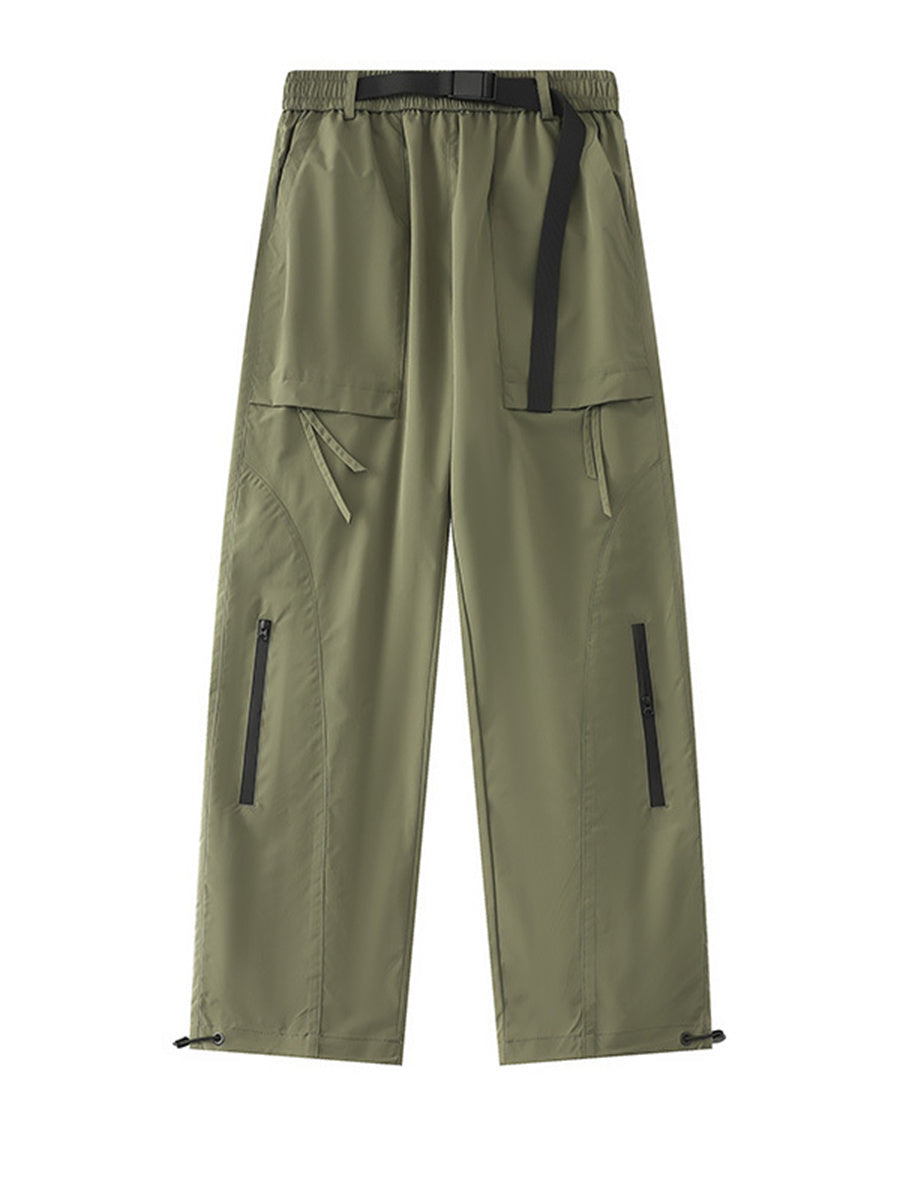 Liber Spring Men's Pocket decoration Solid Color Cargo Trousers