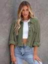 Liber Autumn Women's Buttons, Pocket Solid Color Short Jackets