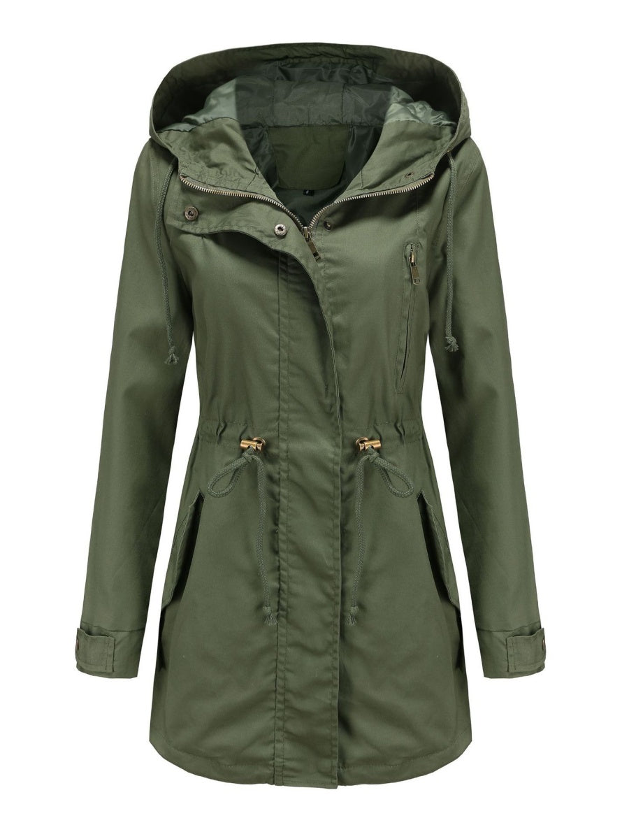 Cotton Loose Solid Color Pocket Hooded Jackets