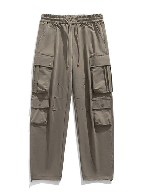 Liber Spring Men's Multiple pockets Solid Color Cargo Trousers