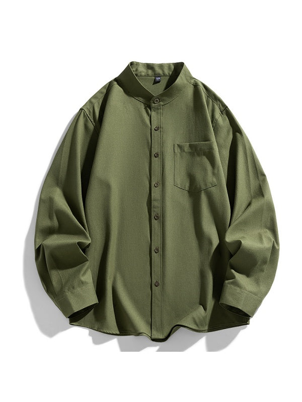 Liber Summer Men's Pocket decoration Solid Color Shirts