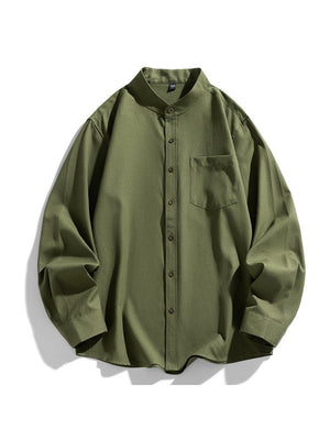 Liber Summer Men's Pocket decoration Solid Color Shirts