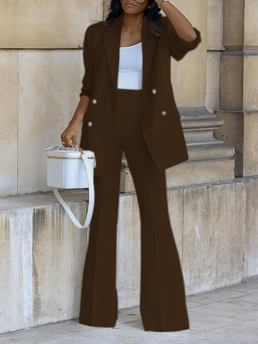 Casual Suit Wide-leg Trousers Suit 2-piece Sets