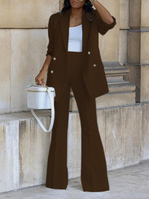 Casual Suit Wide-leg Trousers Suit 2-piece Sets