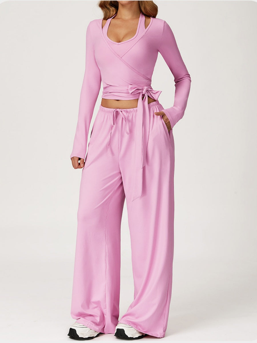 Sanded Yoga Quick-drying Sports Three-piece Gym Outfit