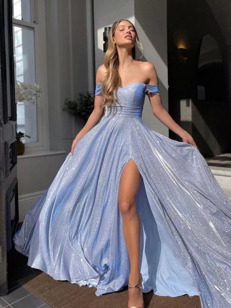 Ice Cream Color Sequined Large Skirt Tube Top Sexy Fashionable Slit Long Dress