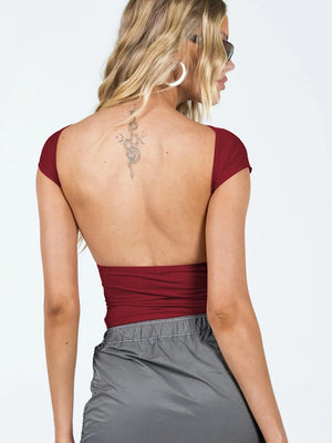 Sexy Short Sleeve Backless T-shirts