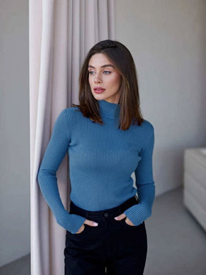 Half Turtleneck Solid Color Tights Versatile Sweaters