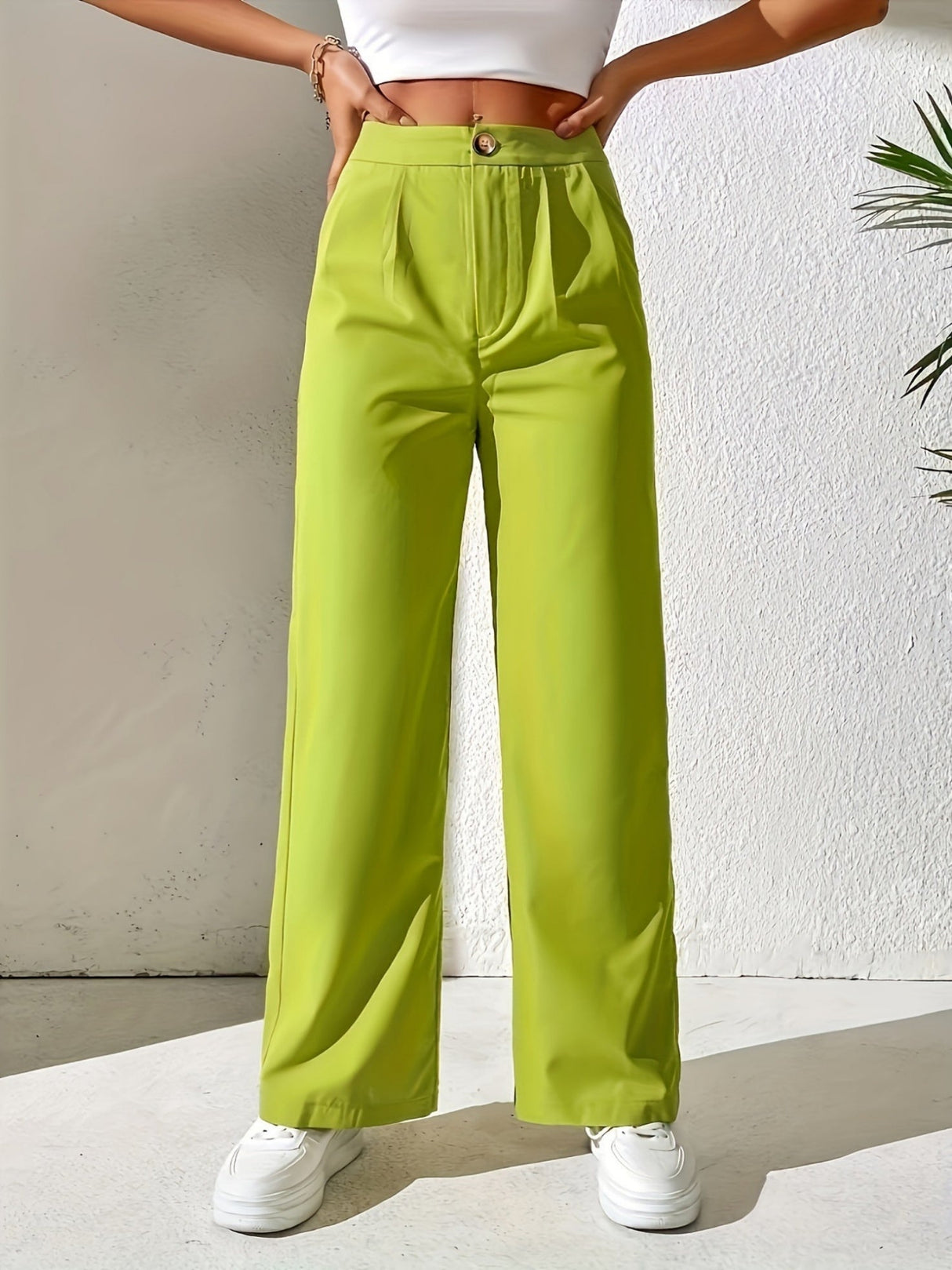 Pleated Suit Wide-leg Pants For Women High Waist Drape Loose Straight Floor-length Trousers