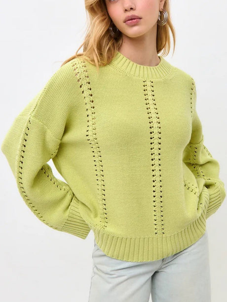 Liber Crew Neck Thread Solid Color Cardigans