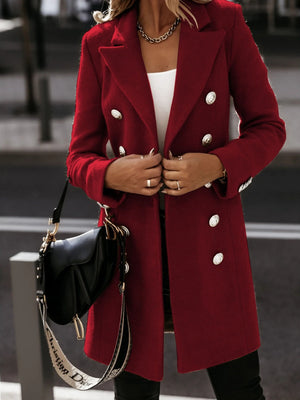 Long Sleeve Suit Collar Double-breasted Coats