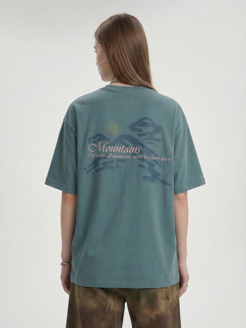 Mountain Range Printed Sweating Breathable T-shirts