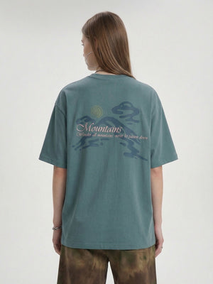 Mountain Range Printed Sweating Breathable T-shirts