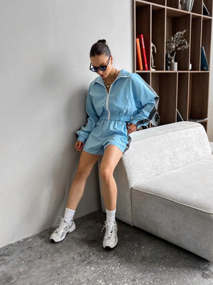 Liber Autumn women's contrast color block jacket long sleeve two piece suit