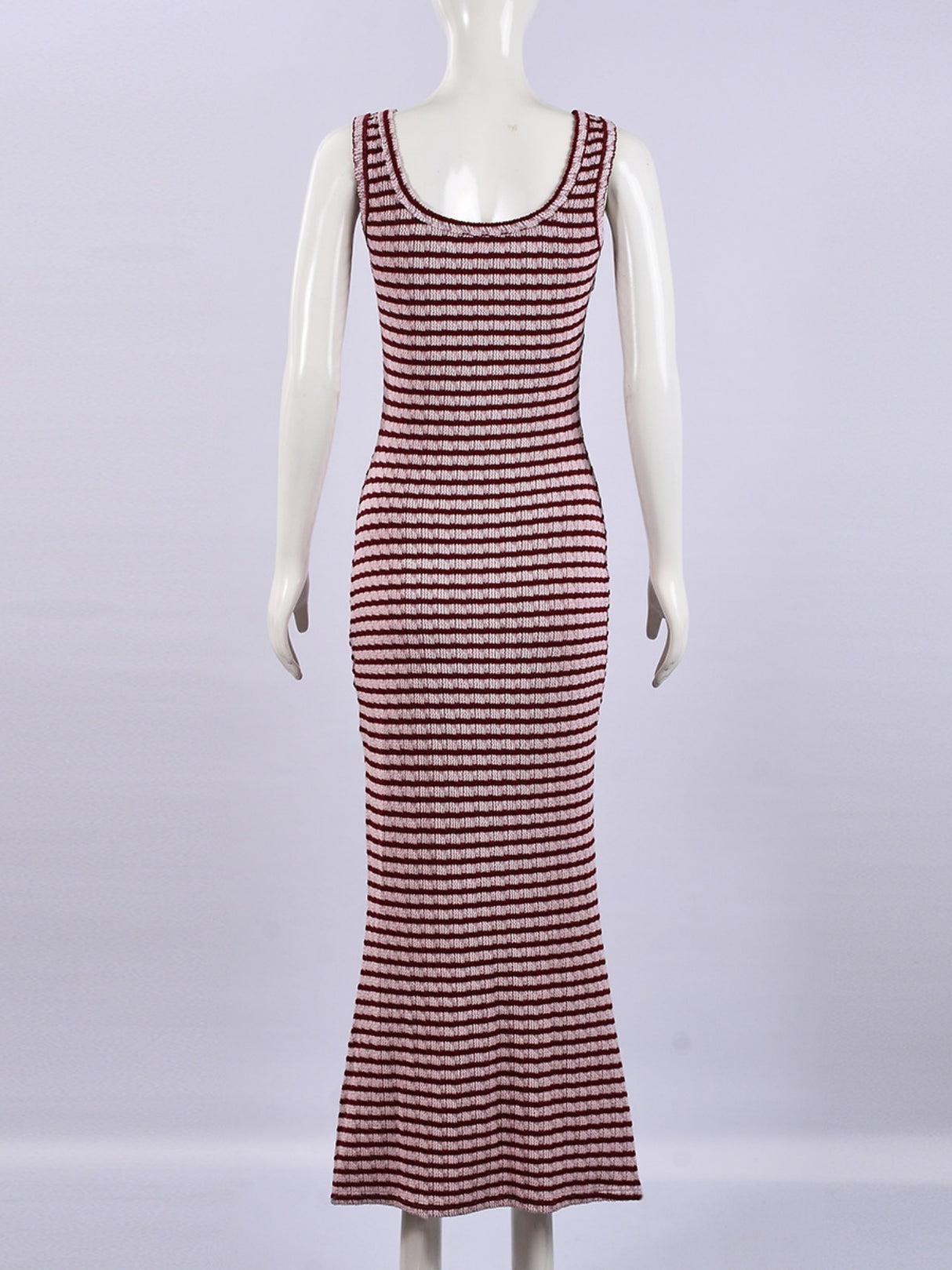 Striped Color Blocking Asymmetrical Neckline And Sleeveless Maxi Dresses