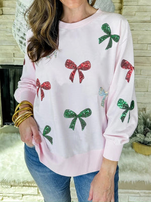 Christmas Bow Sequins And Glitter Sweatshirts&Hoodies