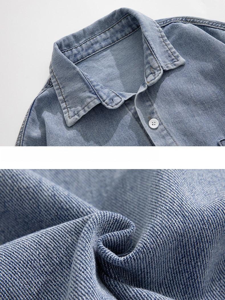 Washed Loose-Fit Denim Long-Sleeve Shirt
