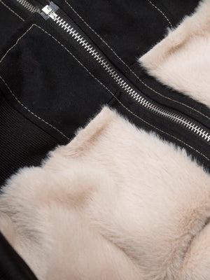 Jackets Fleece Lined With Fur Collar Hooded Short Contrasting Stitching Leisure Cotton Clothes