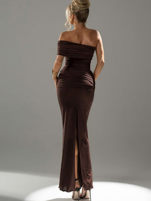 Slit Off-shoulder Hip-hugging Formal Dress Maxi Dresses
