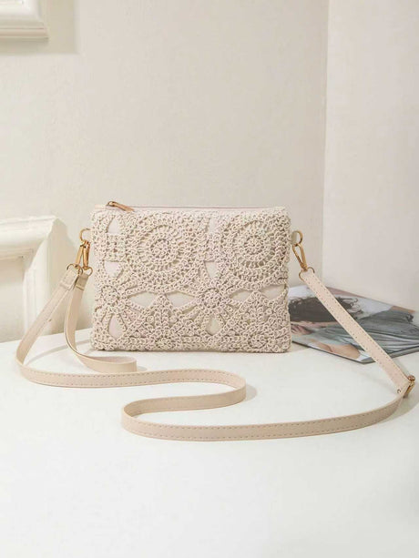 Vacation Lace Cutout Crossbody Bag