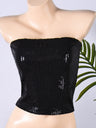 Sequined Leopard Print Elastic Bustier Zipper Bandeau