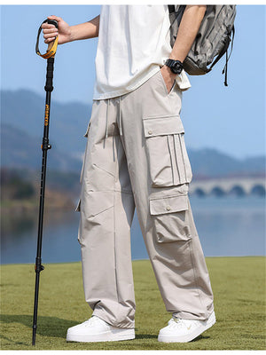 Liber Spring Men's Multiple pockets Solid Color Cargo Trousers