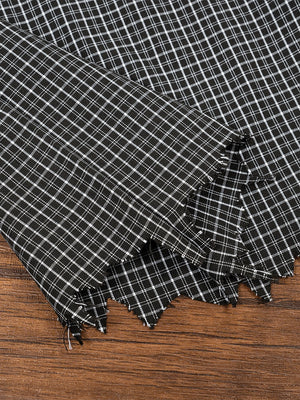 Destroy Hem Plaid Lightweight Boxy Shirts