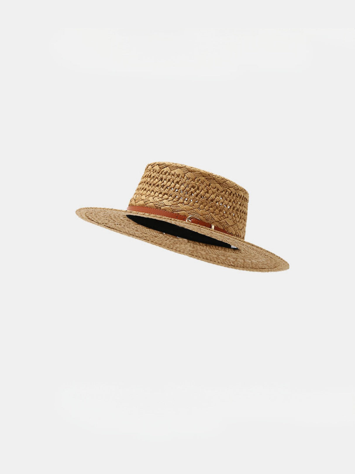 Flat-topped, Openwork Straw Hat For Sun Protection