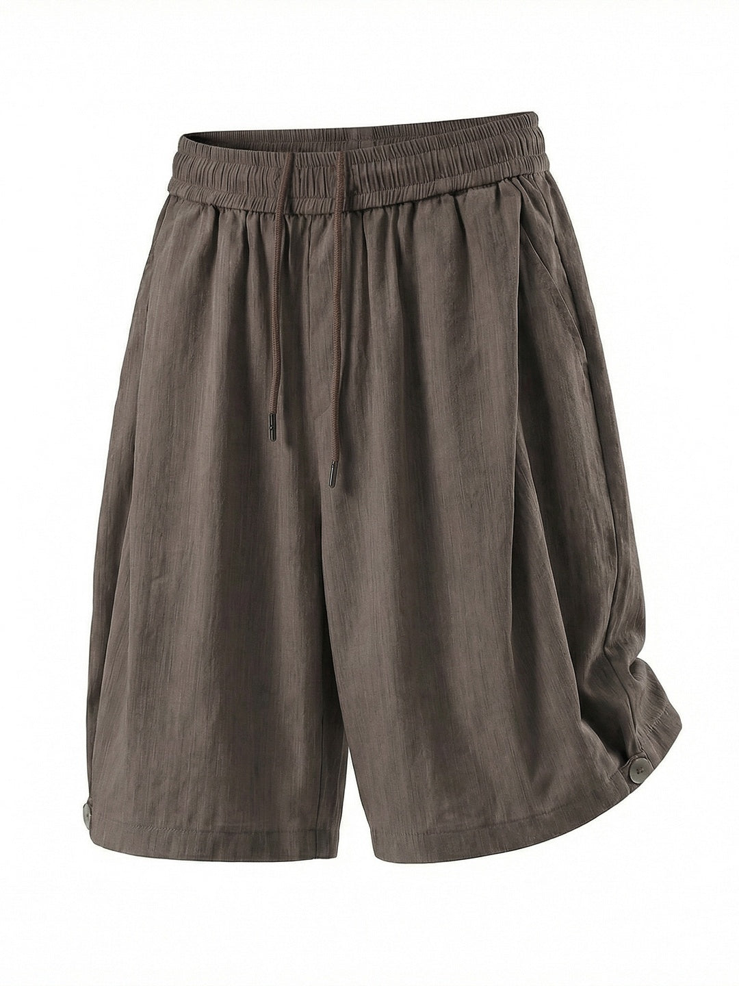 Slight Wrinkles Gathering Straight-fit Five Points Dress Pants Shorts