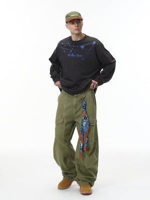 Liber Autumn Neutral wear Solid Color Cargo Trousers