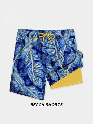 Outerwear Printed Straight-fit Quick-drying Loose-fit Double Layer Beach Shorts