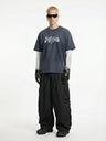 Fine Check Loose-fit Tooling Wide-leg Cargo Trousers