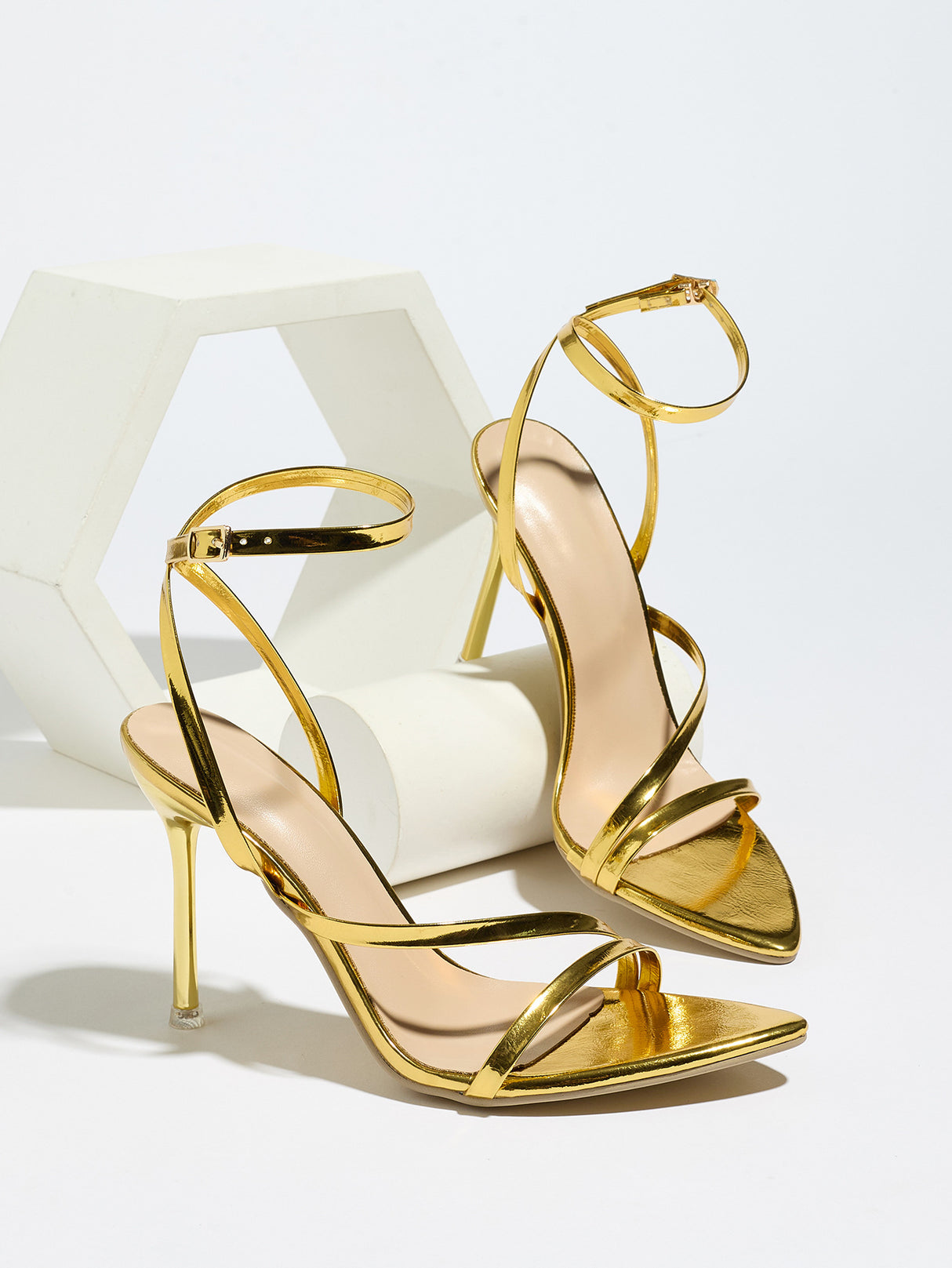 Sexy Gold Strappy High-heeled Sandals
