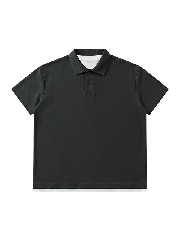 Layered-look Patchwork Business Polo Shirt