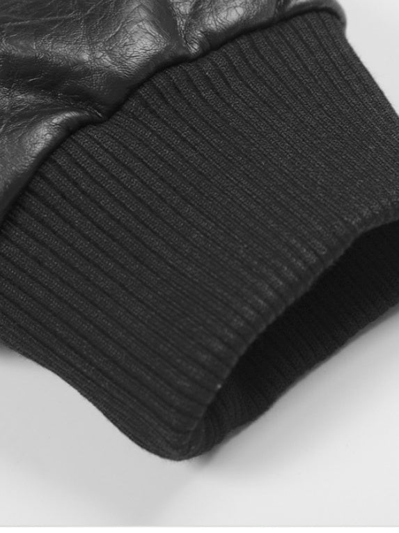 Retro Black PU Locomotive Short And Wide Boxy Jackets