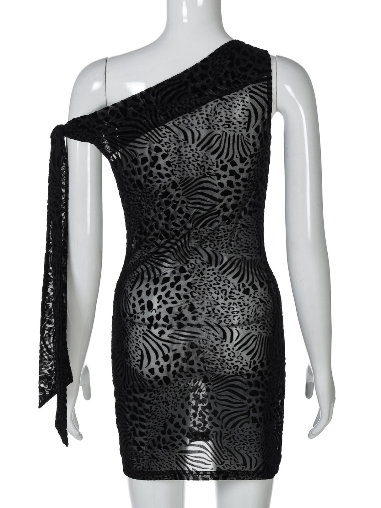 Lace Mesh Sloping Shoulders Slim Fit Hip Body Mini&Short Dresses
