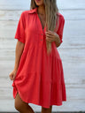 Lapel Loose, Full Skirt Mini&Short Dresses