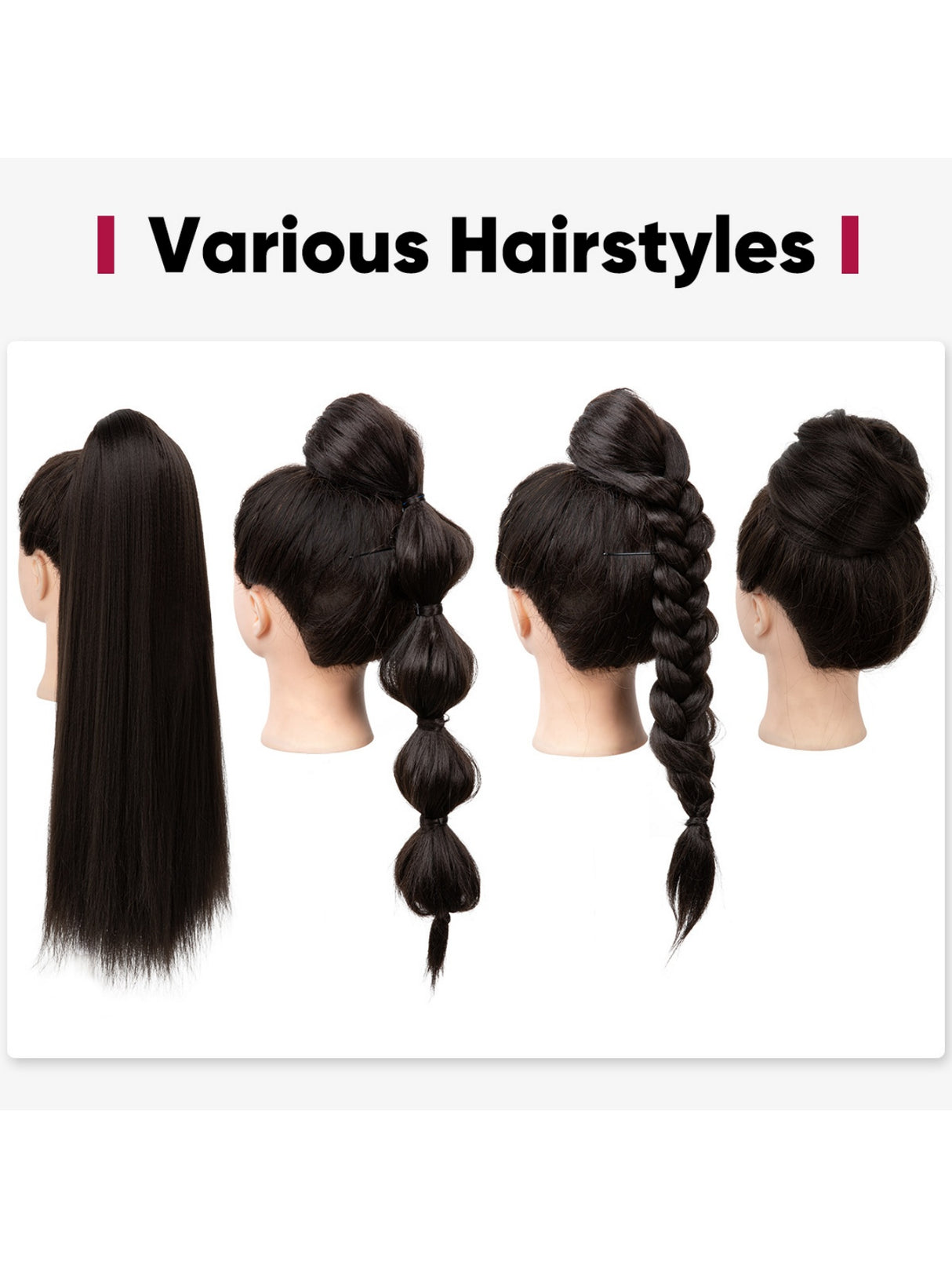Drawstring Long Straight Synthetic Fiber Wig