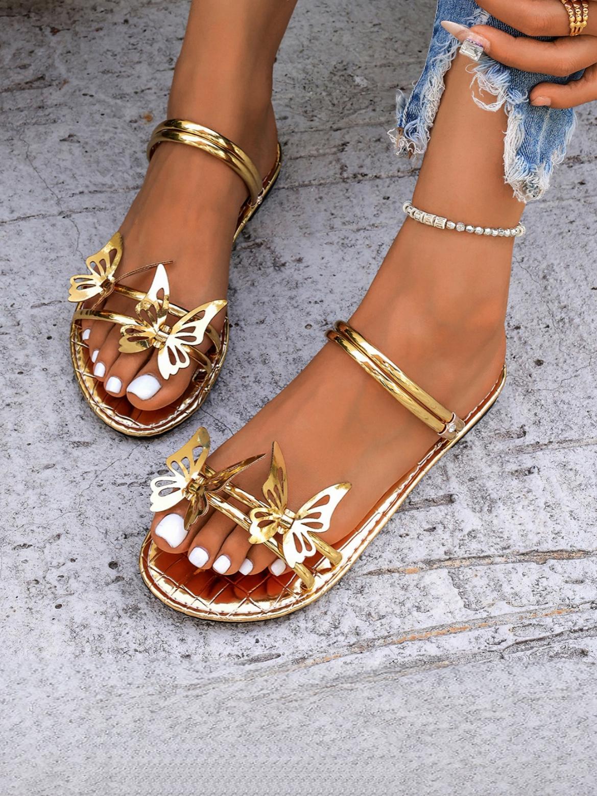 Butterfly Strappy Flat Sandals