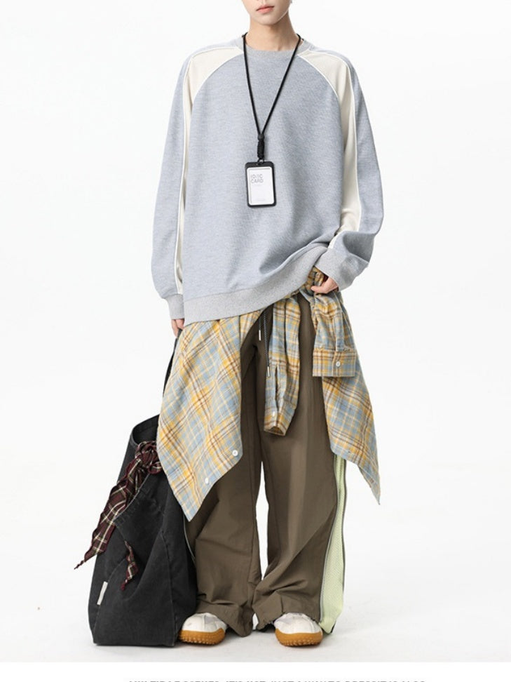 Liber Autumn Neutral wear Color matching Solid Color T-shirts